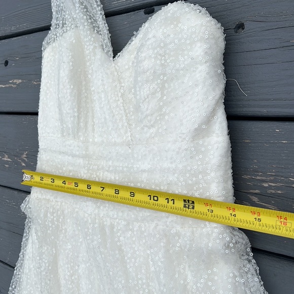 White sequined, one shoulder gown - Picture 9 of 13